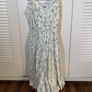 GAP - Spaghetti Strap White/Green Dress